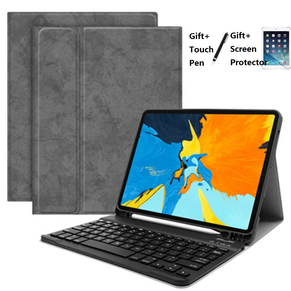 Умный чехол с Bluetooth клавиатурой для iPad Pro 11 держателем карандашей кожаный полной