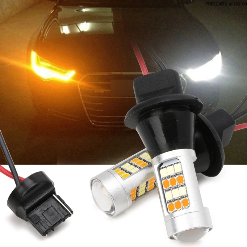 

2pc T20 7440 42-LED 2835 50W Dual-Color Switchback LED DRL Turn Signal Light Kit