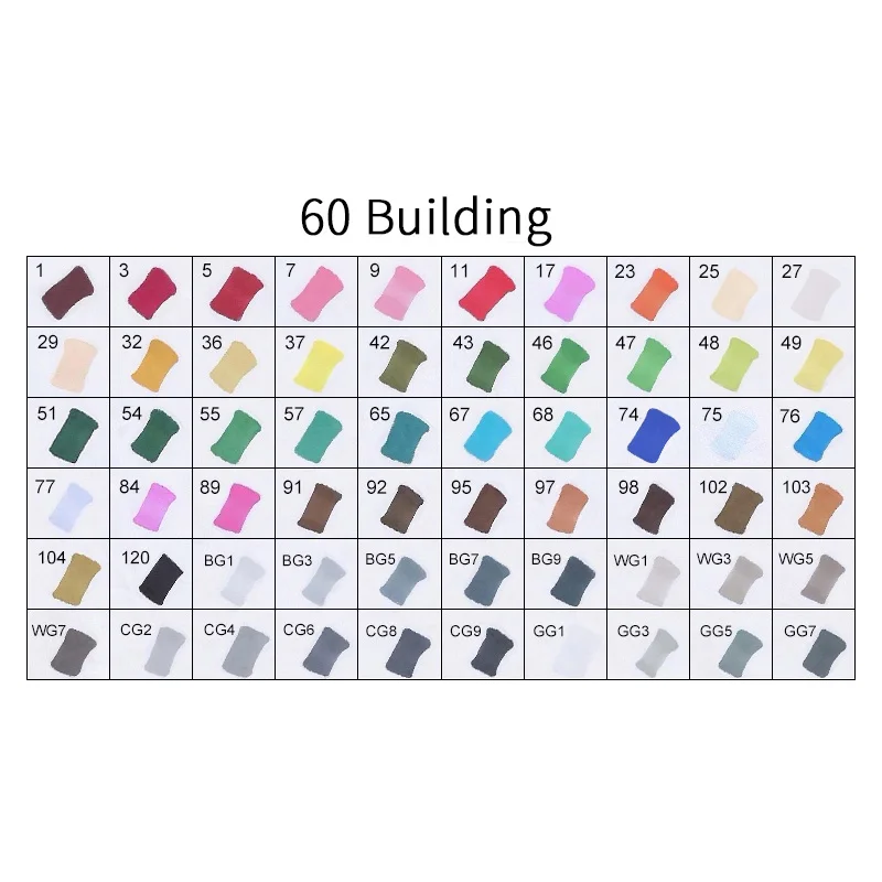 60BUILDING TOUCHFIVE 12/24/30/40/60/80/108/168 Цвета маркер для рисования на спиртовой основе кисть манга рисунок с двойной головкой маркеры товары для рукоделия - Цвет: 60BUILDING