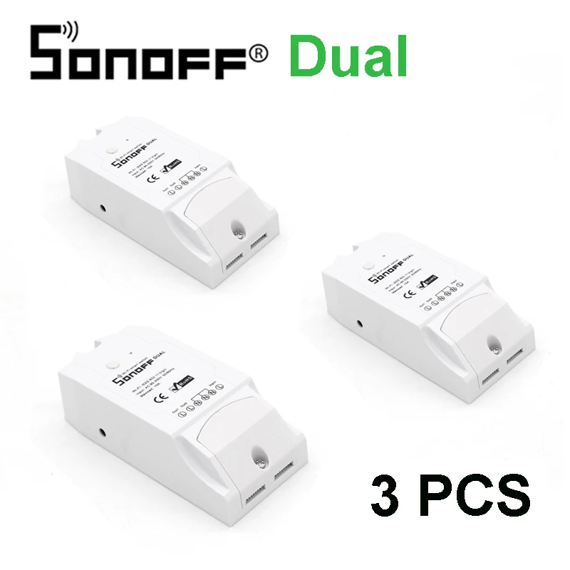 Dual 3PCS 1-5 Sonoff Dual 2CH Wifi освещение переключатель Управление несколькими устройствами светодиодный WiFi переключатель управление двумя устройствами умный Wifi беспроводной умный переключатель - Комплект: Dual 3PCS