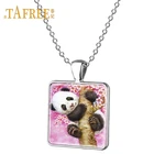 Ожерелье TAFREE с кабошоном из мультфильма, цепочка, чокер в форме панды, длинное ожерелье с подвеской для унисекс, подарочное ювелирное изделие E98