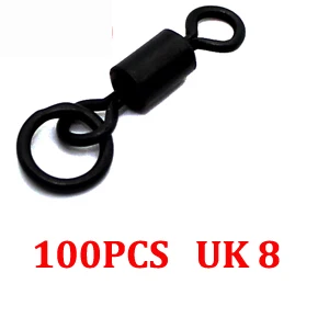100X UK 8 100 x Флекси Кольцо Вертлюги с кольцом Великобритания Размер 8 11 и Великобритания 20 микро Риг Вертлюги для D-Rig Chod шарнирная установка карп терминал конец снасти - Цвет: 100X UK 8
