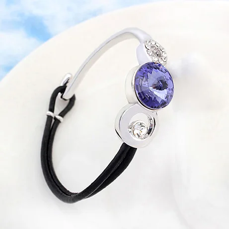 Браслет женский из натуральной кожи с кристаллами Сваровски|crystal swarovski bracelet|luxury
