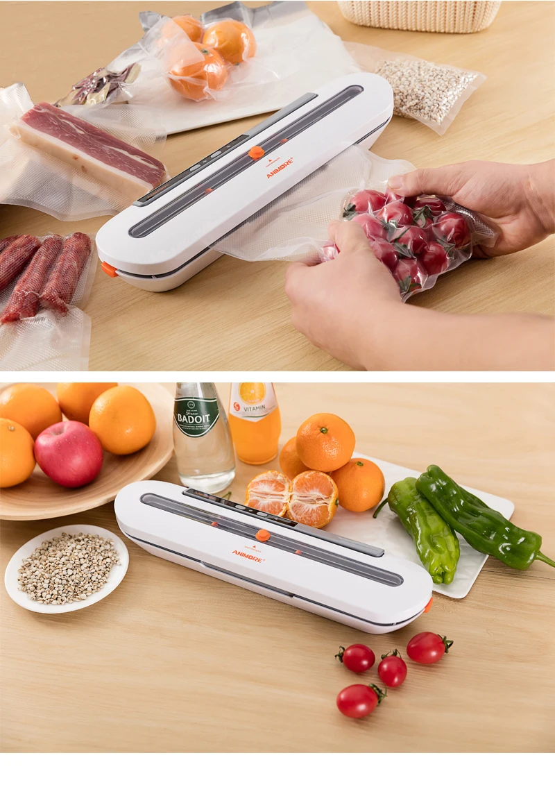 ANIMORE вакуумный упаковщик для пищевых продуктов, 220 В/110 В, бытовой вакуумный упаковщик с 10 шт вакуумными пакетами, упаковочная машина