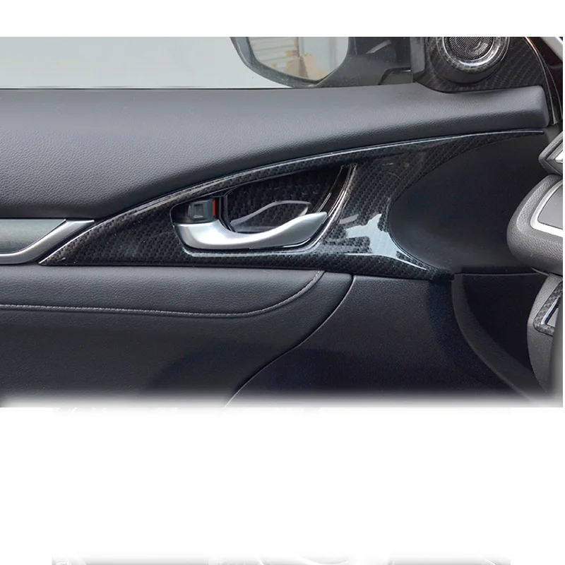 Внутренняя дверная ручка из углеродного волокна для Honda Civic 10 седан 2016 2017 хэтчбек