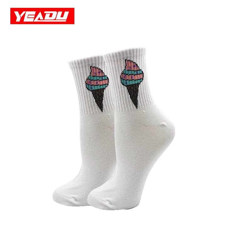 D87 Модные, милые, мягкие, новые, хлопковые, женские носки, белые, с фруктами, уличная одежда, Япония, мультфильм, каваи, забавные, счастливые носки для девочек, подарок - Цвет: D87