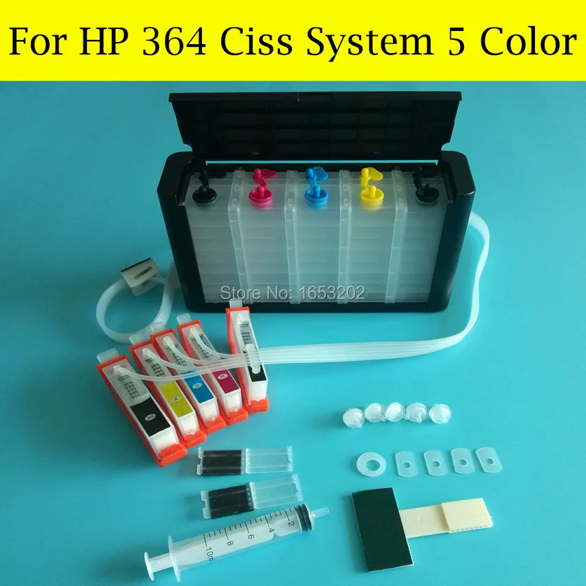 Пустая система HP 364 Ciss 5 цветов для принтера 7510 B8550 C5324 C5380 C6324 C6380 D4560 с чипом