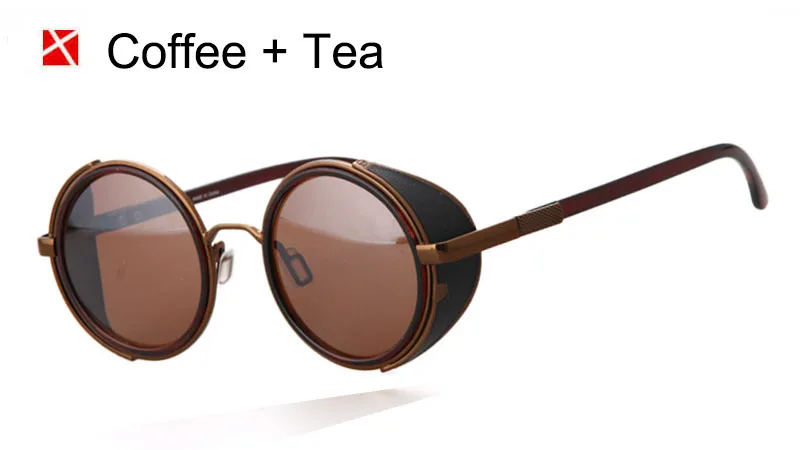 Coffee Tea Винтажные очки shauna, женские, стимпанк, Ретро стиль, покрытие, мужские, круглые солнцезащитные очки, брендовые, дизайнерские, в стиле панк, солнцезащитные очки, UV400 - Цвет линз: Coffee Tea