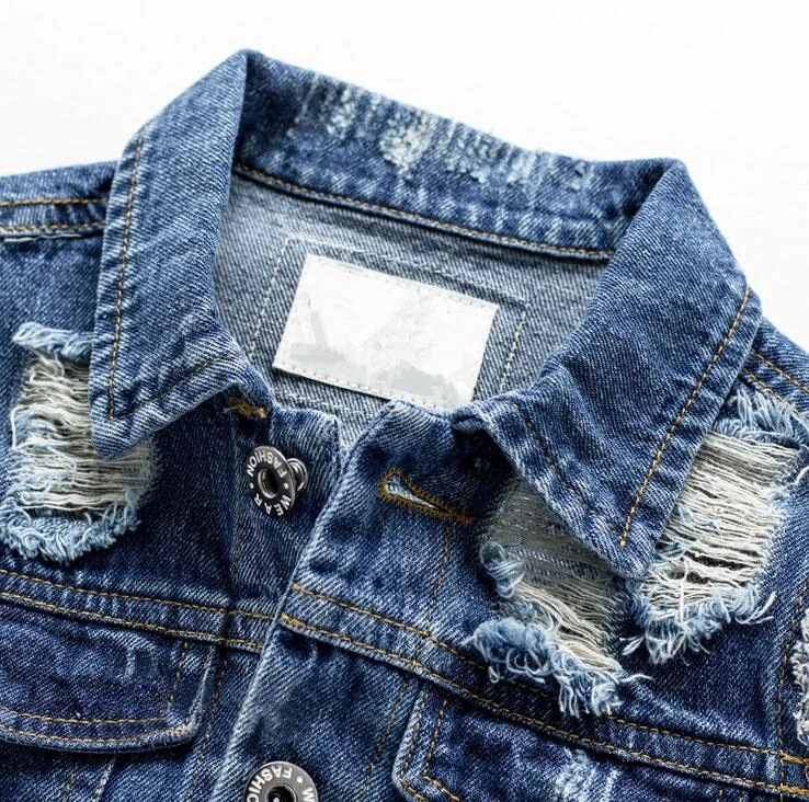 Джинсовый жилет для мальчиков Детская верхняя одежда джинсовая куртка с дырками