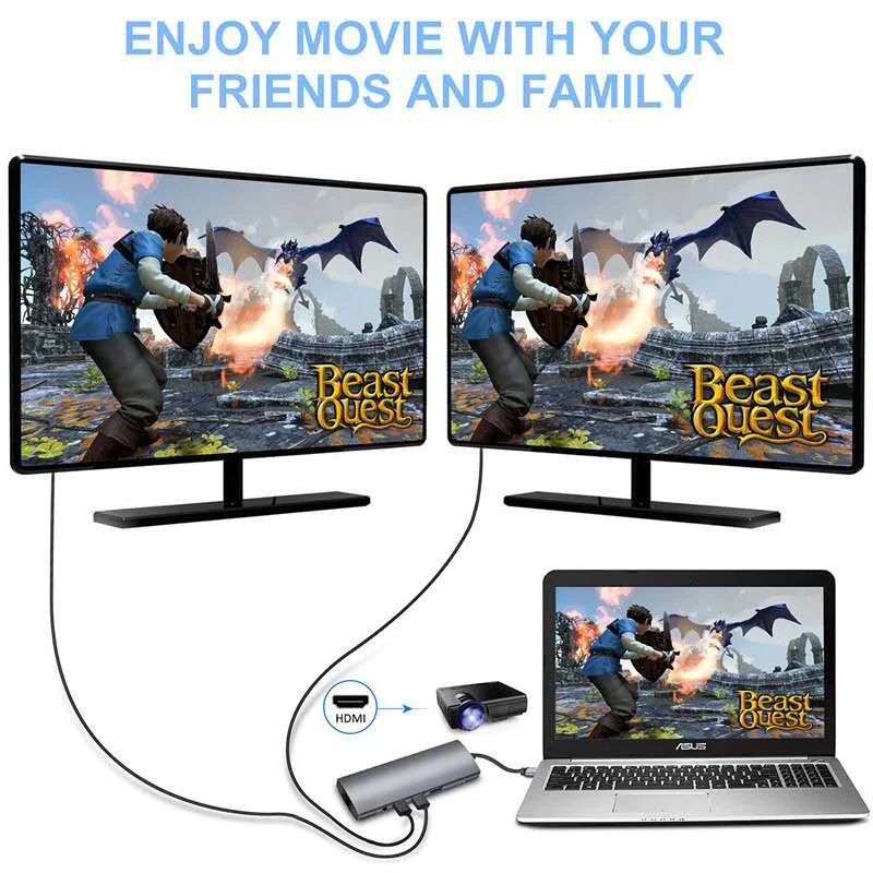 Док-станция 9-в-1 USB C для ноутбука 3 0 HDMI RJ45 | Мобильные телефоны и аксессуары