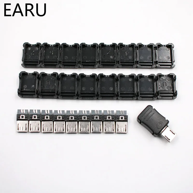 10 шт. штекер Micro USB 5 Pin T Port с пластиковой крышкой для DIY Прямая поставка адаптер