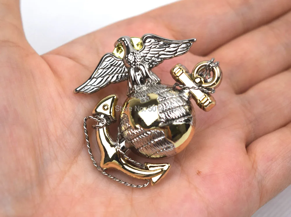Значок офицера морской пехоты США значок на кепку эмблемы USMC серебряный