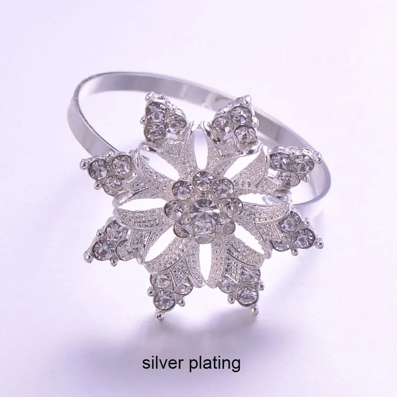 L0182-ring) диаметр 36 мм 50 шт./партия модные цветочные кольца для салфеток со стразами для украшения свадебного стола, серебро или розовое золото - Цвет: silver plating