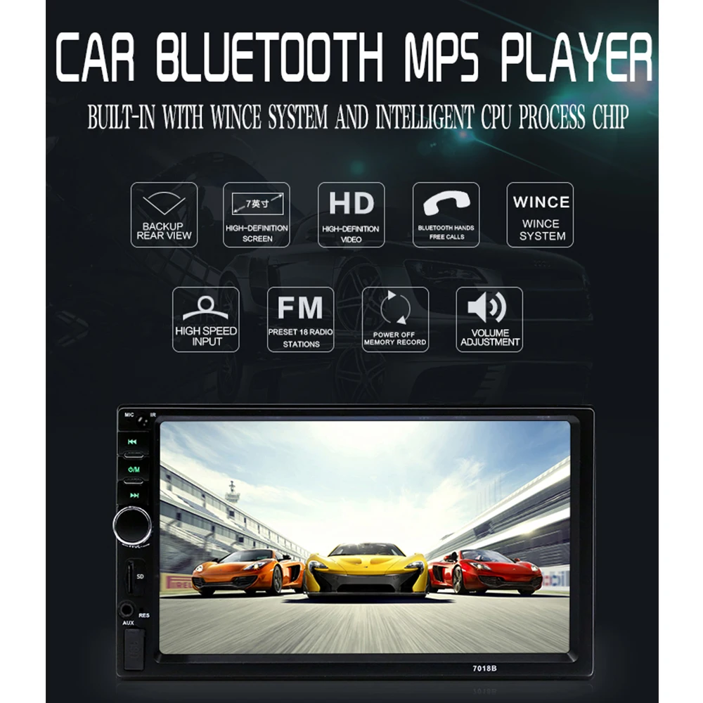 Автомобильный мультимедийный плеер 7 &quot 2 Din автомагнитола стерео Bluetooth 2Din аудио