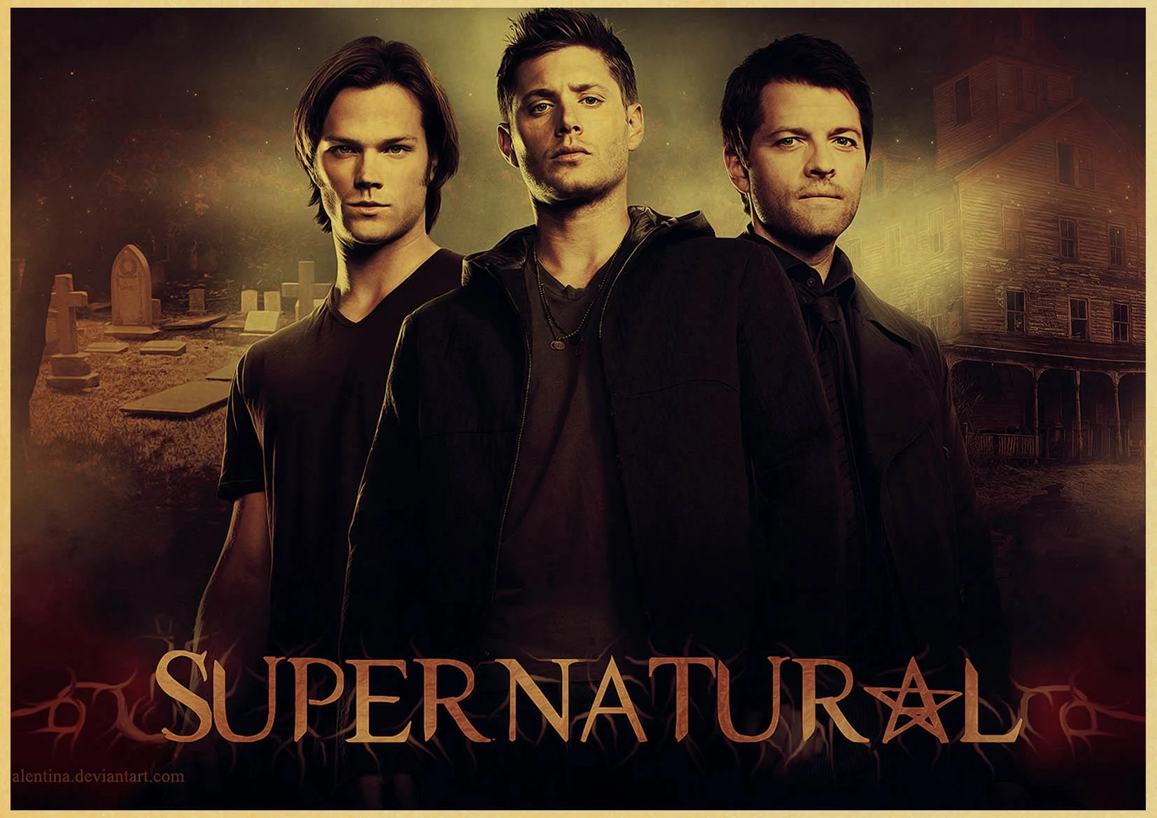 Постер сериала "Сверхъестественное" Jensen Ackles винтажные плакаты и принты крафт-бумага барная комната Домашний декор Настенная Наклейка - Цвет: K105