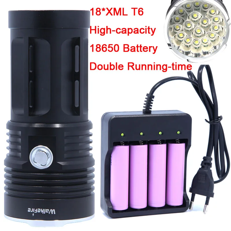 

18T6 40000 lumens LED flash light 18 * XM-L T6 LED Flashlight Torch Lamp Light For Hunting Camp Use Rechargeable 18650 Battery