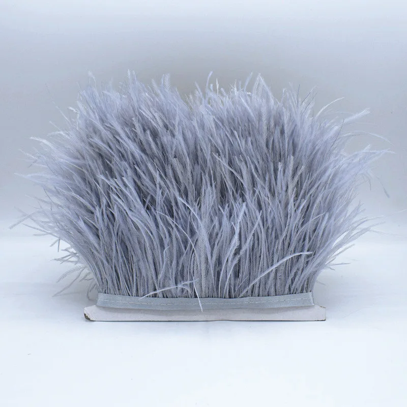 10 м Высокое качество страусиные перья обрезки ткань боковая полоса 8-11 см в ширину подходит для юбки/платья/одежда Вечерние DIY ремесла - Цвет: silver gray