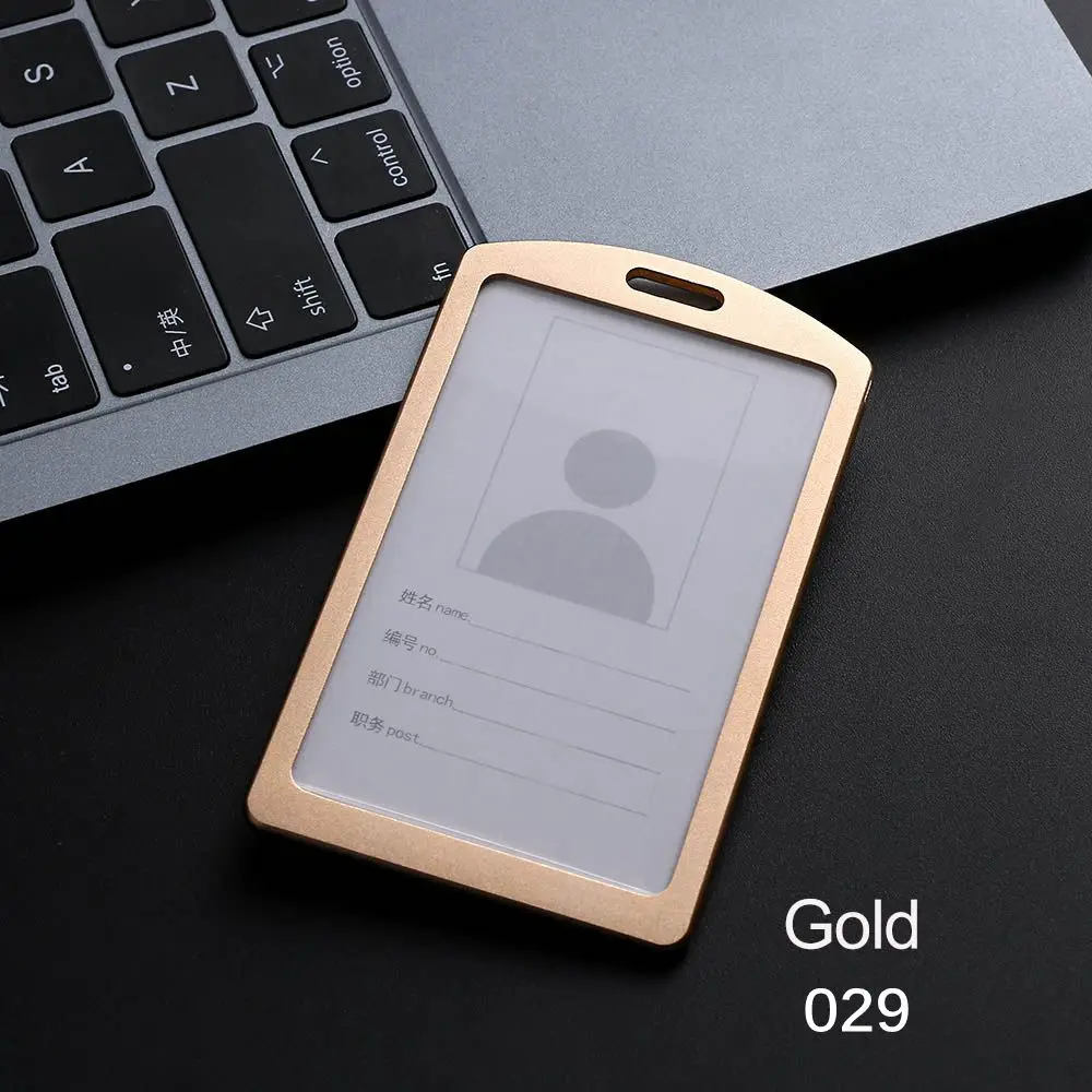 029 Gold 2 цвета 4 стиль алюминиевый сплав визитная карточка ID бейдж ремешок-держатель Горячие вертикальные металлические офисные школьные принадлежности - Цвет: 029 Gold