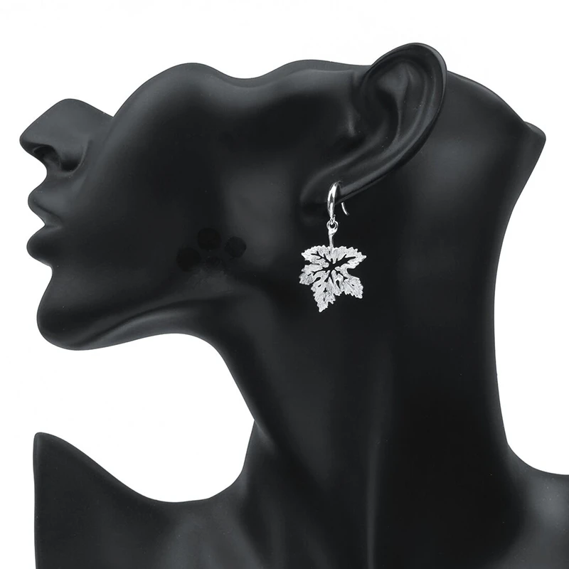 Женские серьги из стерлингового серебра 925 пробы ажурные в виде клена|drop earrings|earring