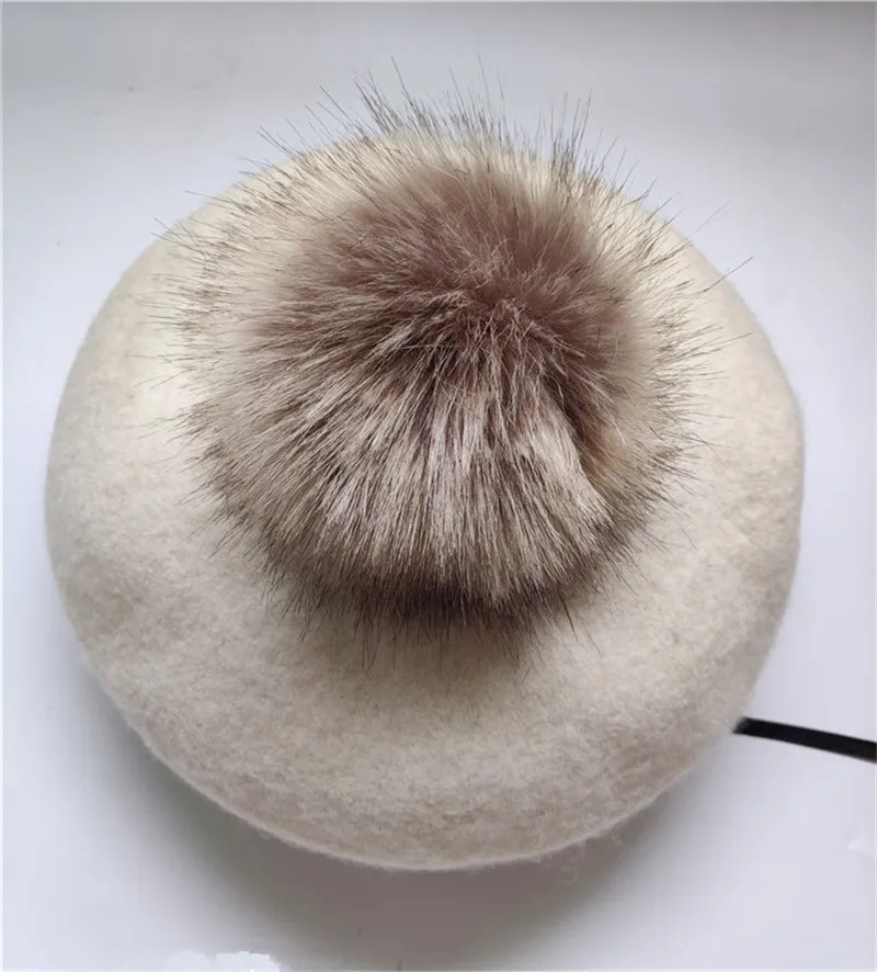 Style 02 White Зимние детские шерстяные мягкие береты, осенние женские повседневные береты из полиэстера с меховым помпоном, шапки Gorras - Цвет: Style 02 White