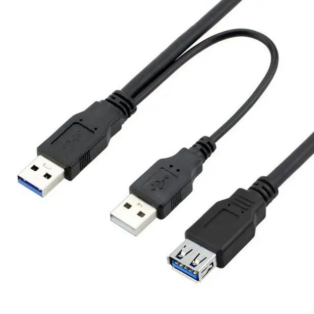 Кабель Y-типа 60 см 2 фута 0 3 м два разъема USB A папа-мама Y-образный кабель для