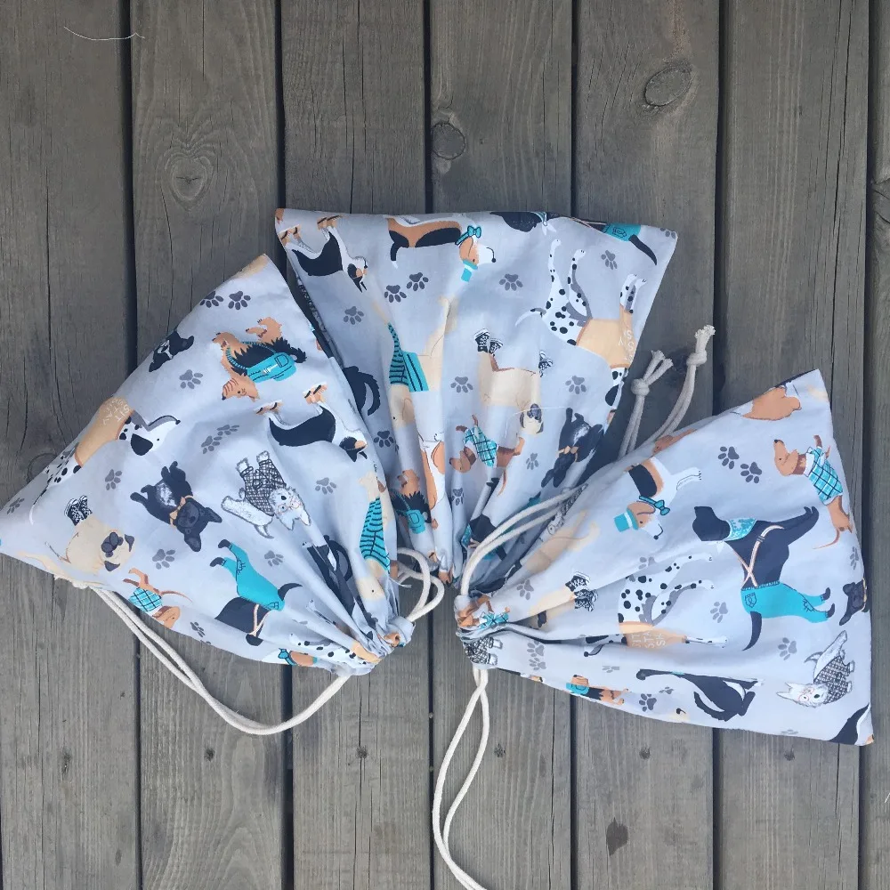 Cotton Twill Drawstring Multi-purpose Bag Party Gift Bag Various Dogs Pet Animals YL73