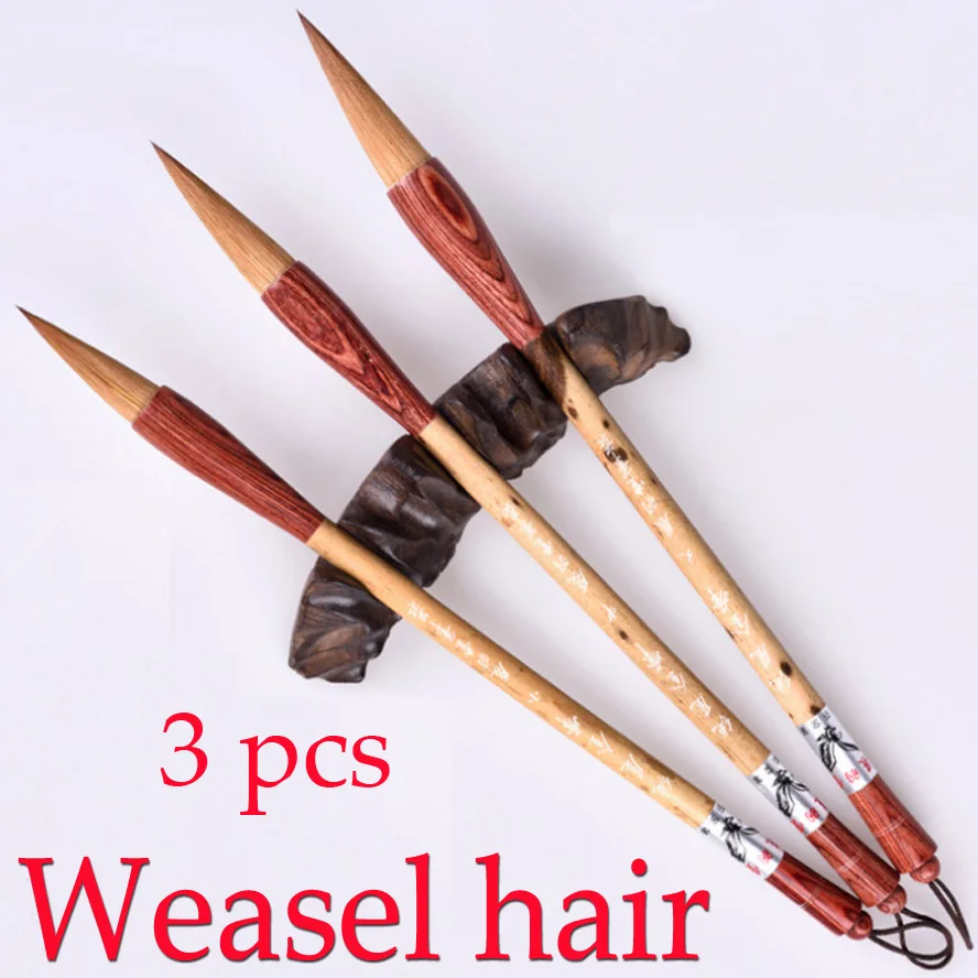 3pcs TOP Chinese Calligraphy Brushes Weasel hair brush for painting calligraphy Artist supplies