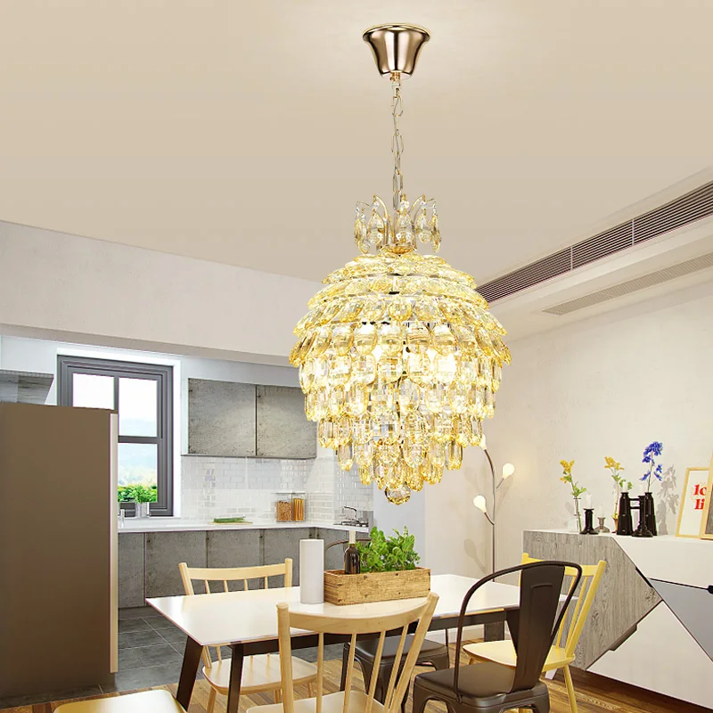 Золотая круглая хрустальная лампа подвесной светильник для гостиной