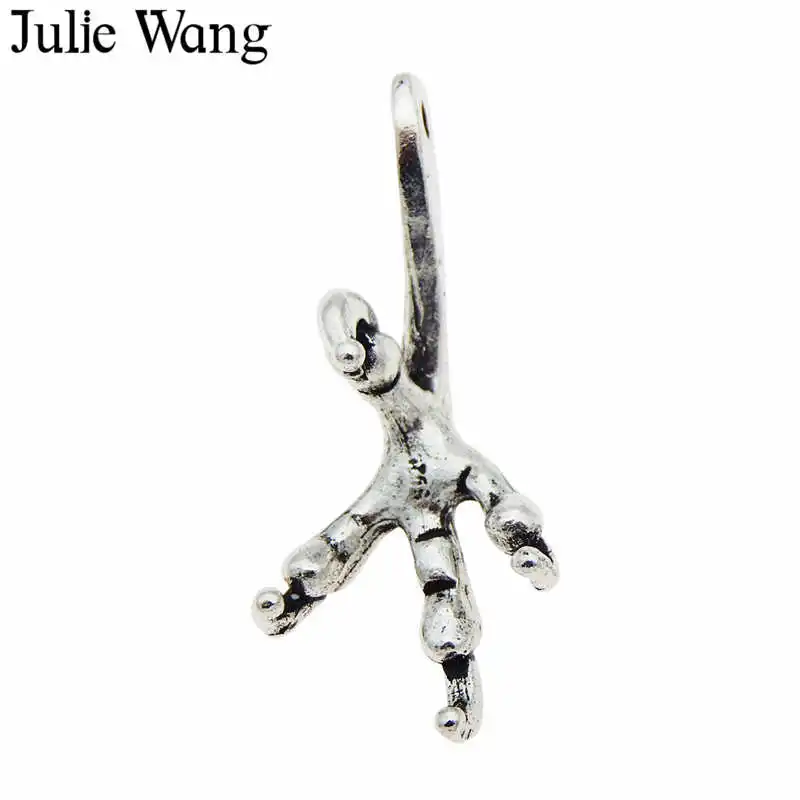 Julie Wang 10 шт. Орлан цвет под старину серебро птица коготь сплав серьги браслет