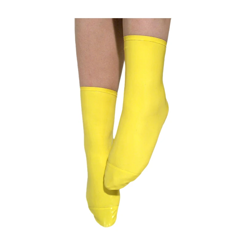 

100% резиновые латексные носки Взрослые носки унисекс желтые милые мини носки Размер S-XL