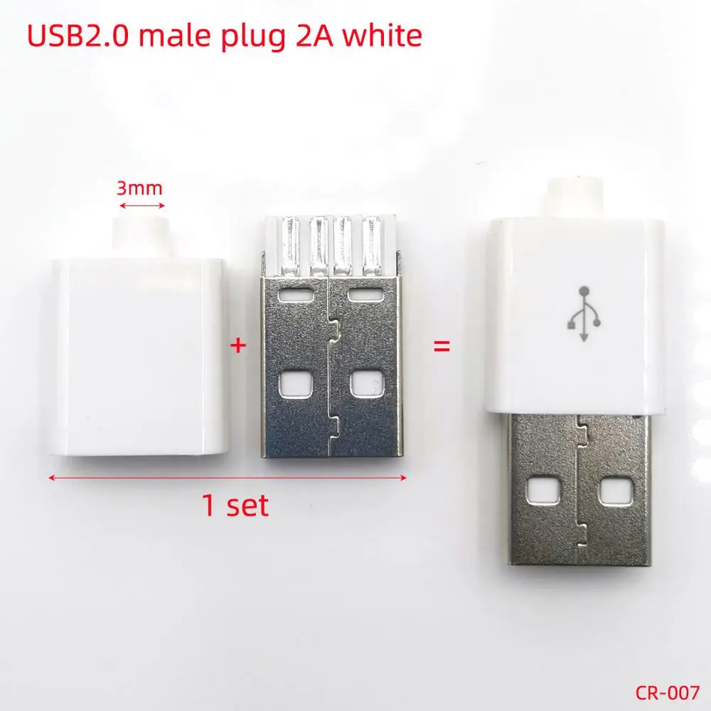 5-15 компл. Сварной проводной Соединитель с чехлом USB 2 0 разъем тип A 3 штекер 2A/5A