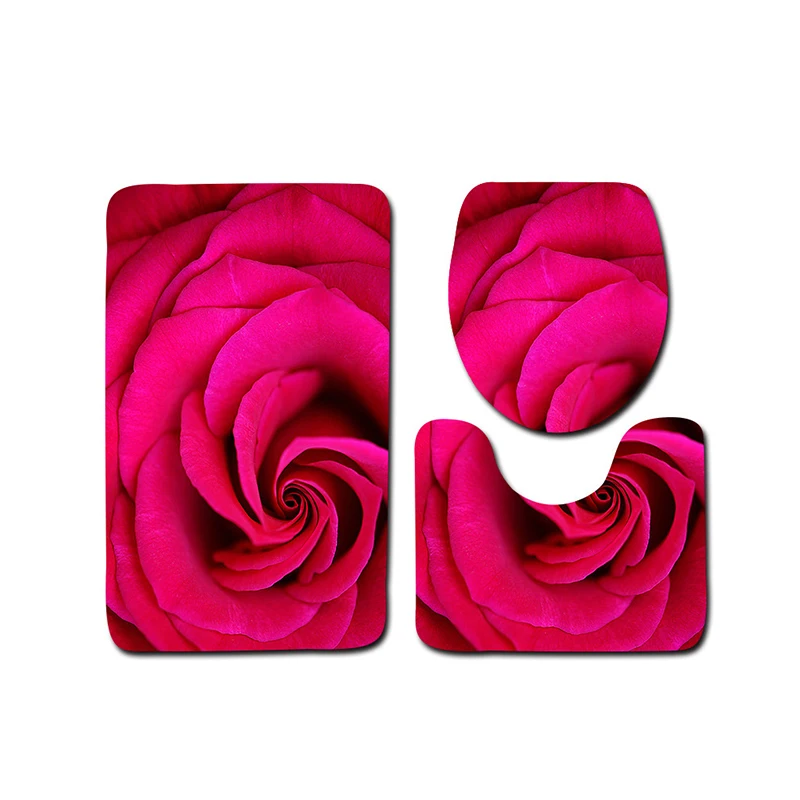 Коврик для ванной комнаты 3 шт./компл. розовый коврик сиденья унитаза набор ковров