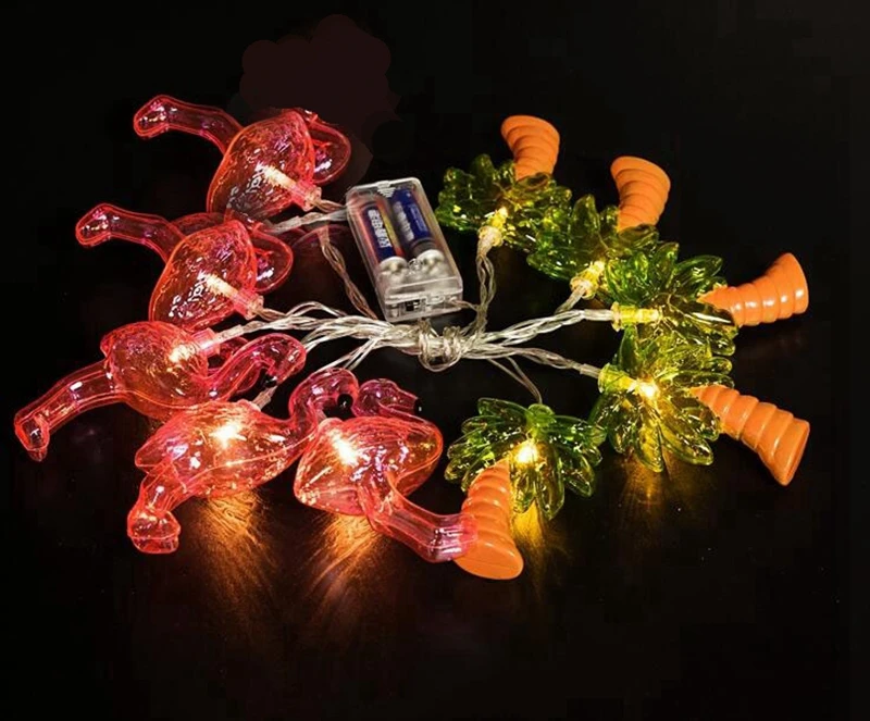 AA батарея тропический плод кокос дерево Пальма Фламинго светодиодный свет для