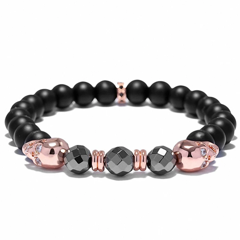 Natural Frosted stone and titanium metal Male bracelet Ancient modern Jewelry gift Fashion Classic Free posttic b | Украшения и