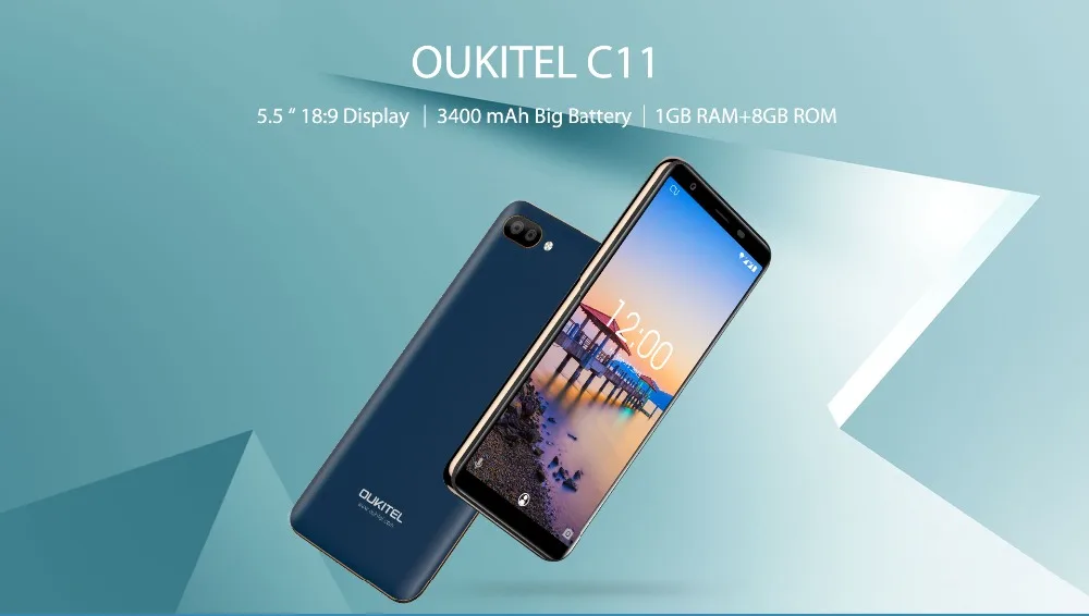 Oukitel C11 Android 8,1 5," HD 18:9 дисплей 1 ГБ ОЗУ 8 Гб ПЗУ MTK6580A четырехъядерный аккумулятор 3400 мАч 5MP+ 2MP/2MP сканер отпечатков пальцев Смартфон