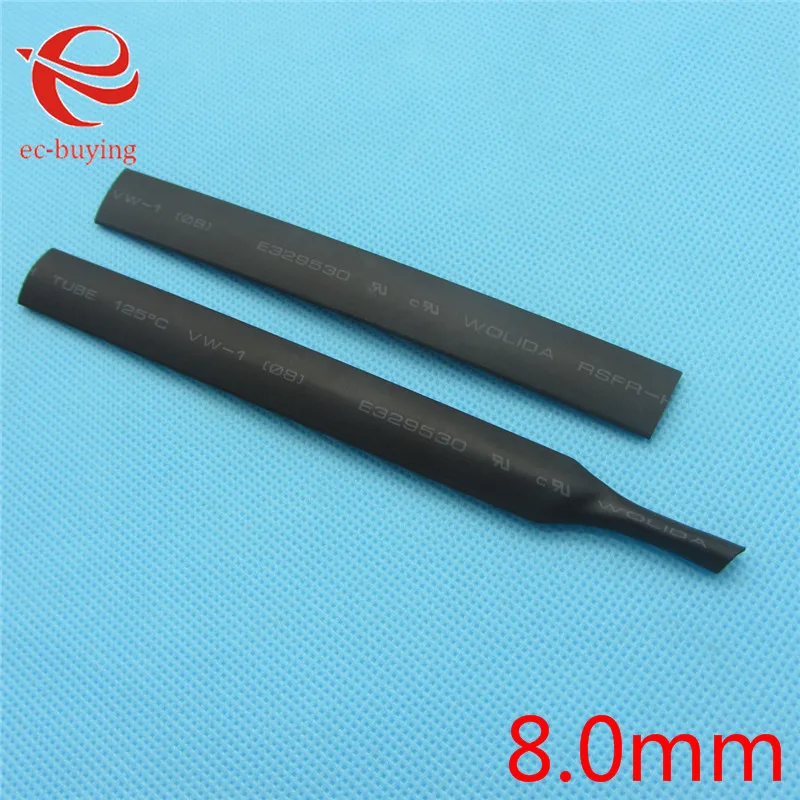 Термоусадочная трубка 1 м черная с внутренним диаметром 8 мм комплект проводов |