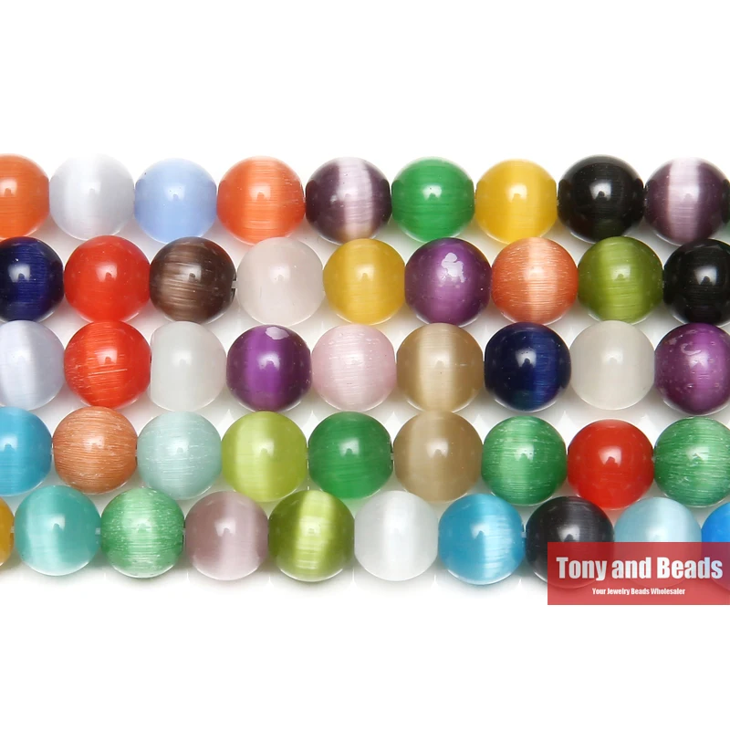 

15" One Strand Mixed Cat Eye Round Loose Beads 6 8 10MM Pick Size For Jewelry Making No.CEB1