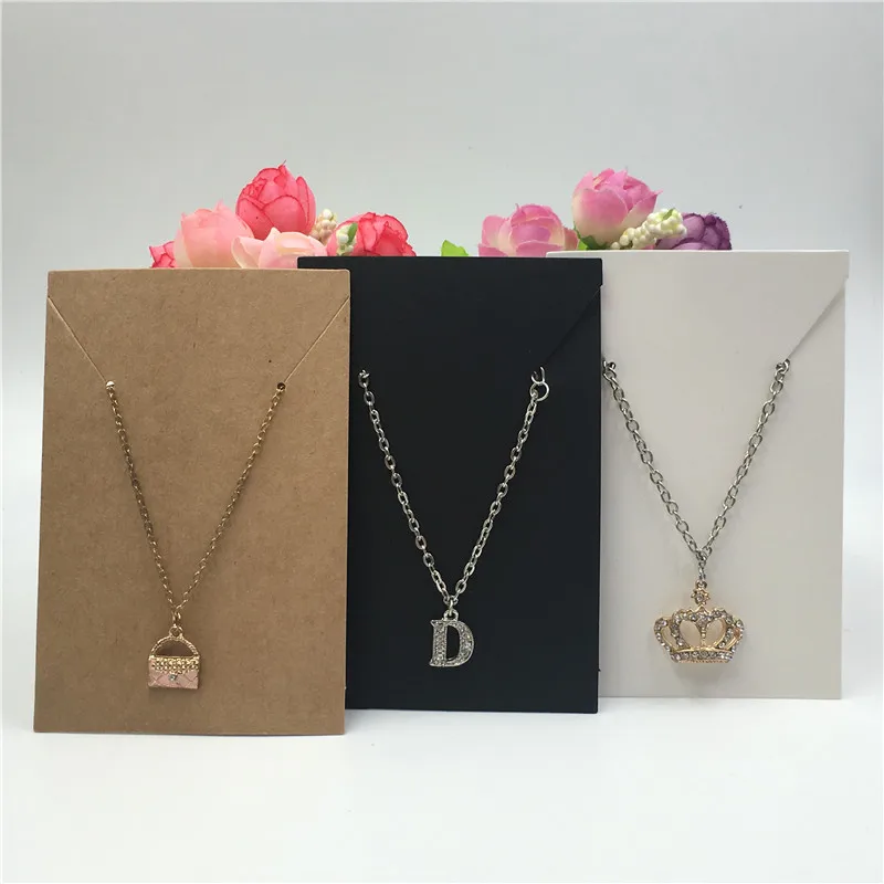 

200Pcs Necklace&Earrings Display Cards Jewelry Show Packaging Card Brown/Black/White Paper Cardboard 9x5cm Accept Custom Logo