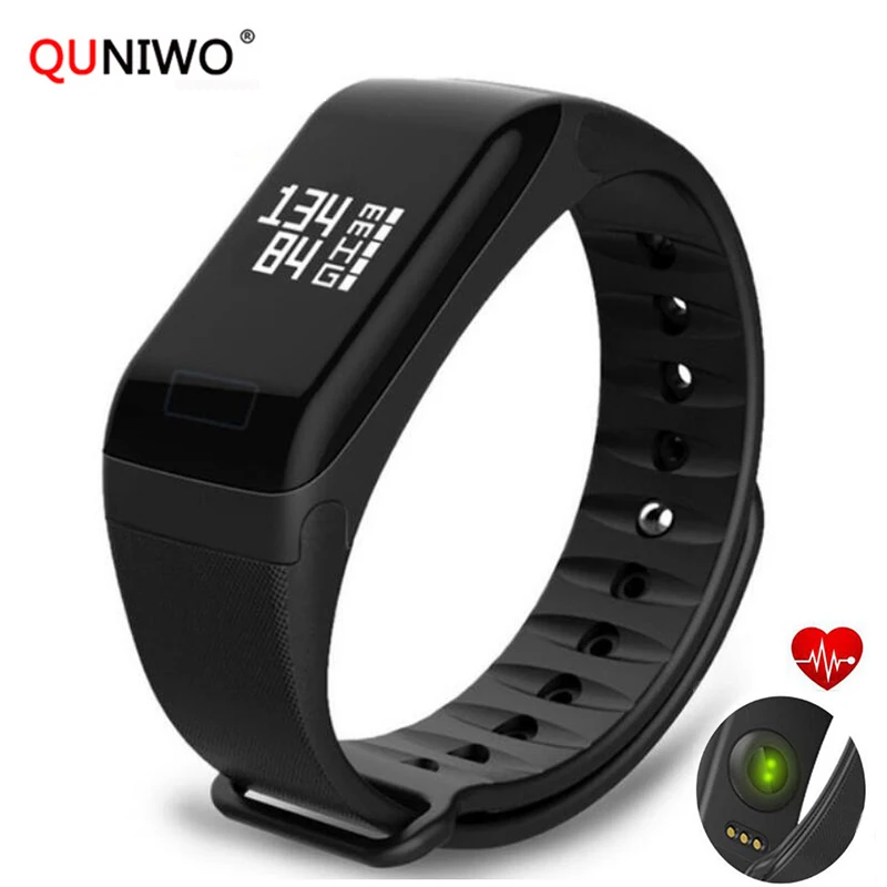 2018 QUNIWO Фитнес Tracker Браслет монитор сердечного ритма умный F1 Smartbracelet крови
