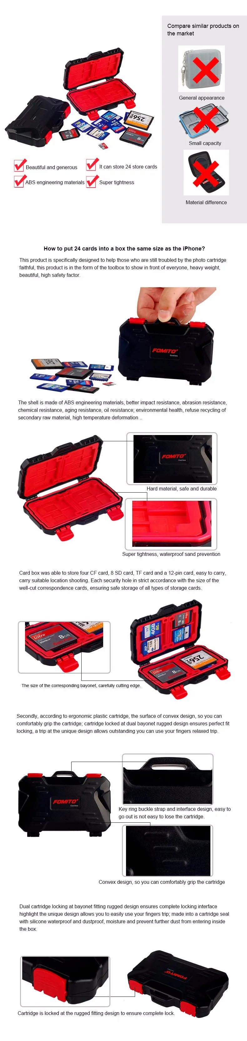 Fomito Mini KH10 card boxs,can hold CF / SD / MSD cards,free shipping