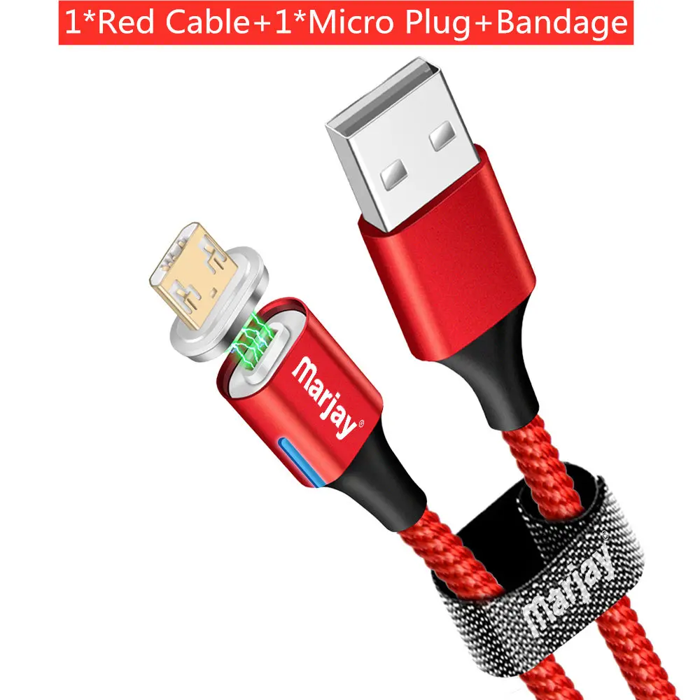 Red For Micro Marjay 3A Магнитный кабель для быстрой зарядки Micro usb type-C кабель для iPhone XR XS samsung S9 S10 Xiaomi huawei USB-C кабель для зарядного устройства - Цвет: Red For Micro