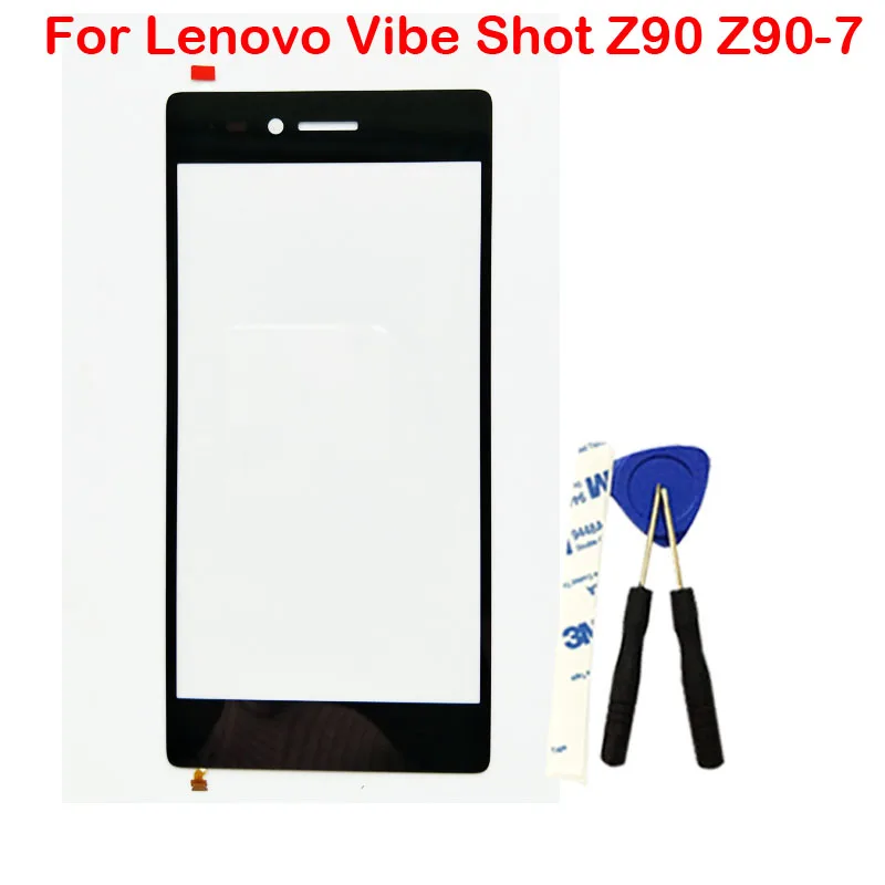 10 шт./лот, для lenovo Vibe Shot Z90 Z90-7 передняя линза Outter Стекло Экран со шлейфом Запчасти для авто - Цвет: Черный