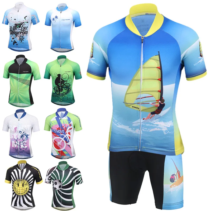 Детская велосипедная Одежда для мальчиков и девочек комплекты из джерси с