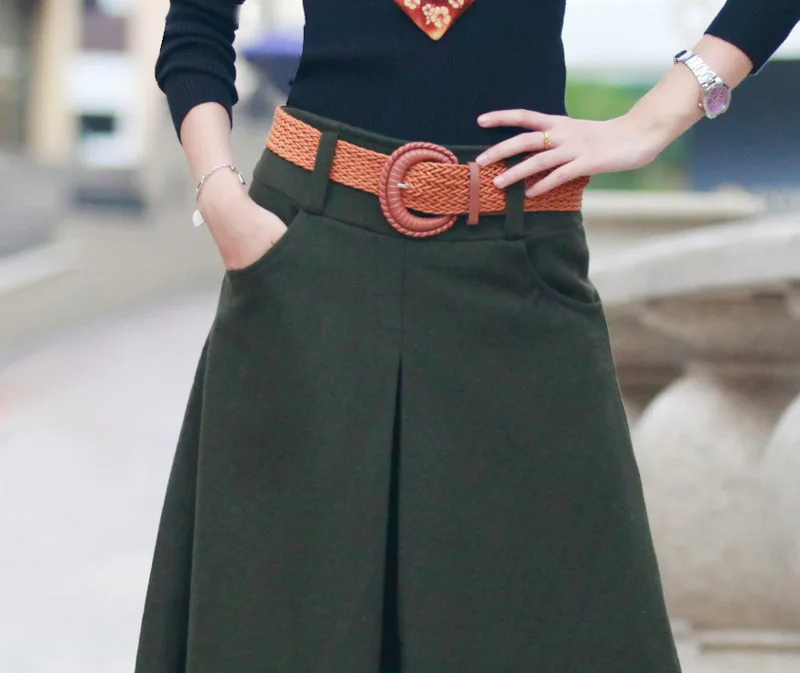 

2015 Spring Autumn And Winter Women Bust Skirts Female Thickening Woolen Saia Longa Vintage Style Long Wool Casual Maxi Skirt