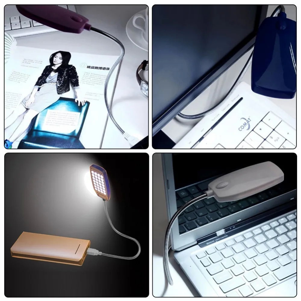 28 светодиодов Гибкая USB настольная лампа сверхъяркая портативная книга свет в