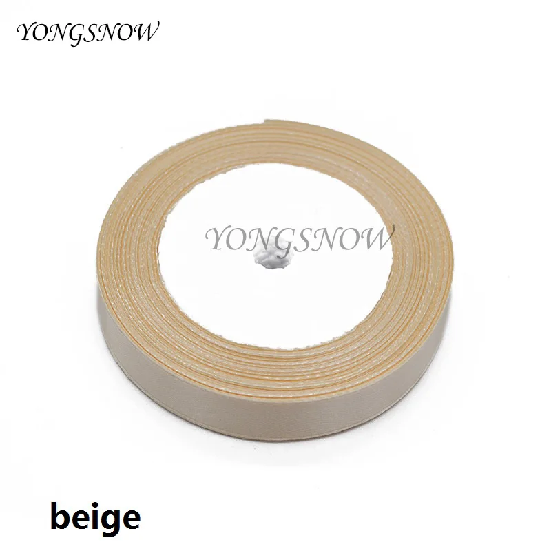 beige 25 ярдов Многоцветный 15 мм красивая шелковая Атласная Лента Свадебная вечеринка украшение Пригласительные открытки подарочная упаковка принадлежности для скрапбукинга - Цвет: beige
