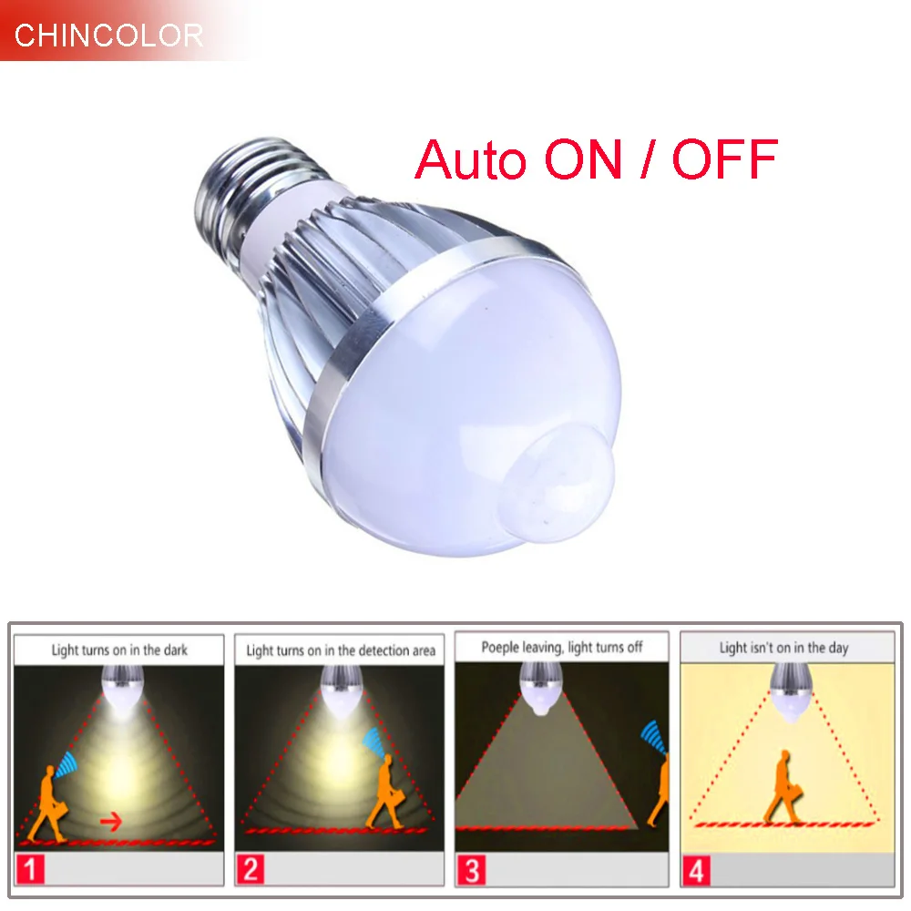 

Светодиодная лампа E27, 5 Вт, 7 Вт, с инфракрасным датчиком движения, 85-265 в, белый, теплый белый, 5730 чип JQ