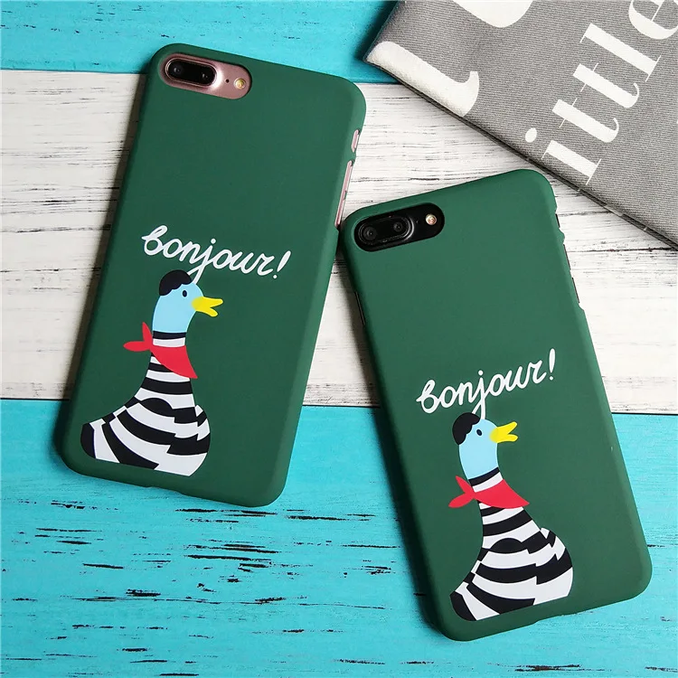 Cute cat claw Literary duck Pocket rabbit case For iPhone 6s 7 8 Plus X 3 colors Half pack Frosted pc hard cover wholesale price |