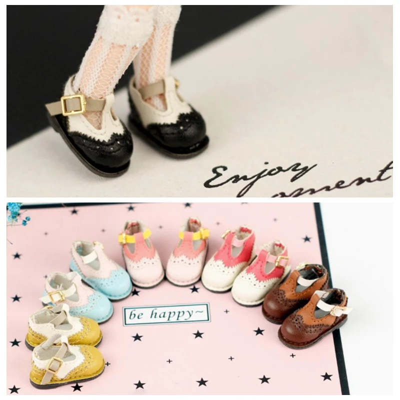 1 пара 3 см Blyth Dolls T-stripe кожаная обувь карамельного цвета Doug для Azone Momoko Lati JerryBerry Holala 1/6 аксессуары для кукол