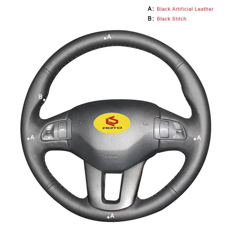 Artificial Leather Чехлы рулевого колеса автомобиля для Kia Sportage 3 2011- Kia Ceed Cee 'd 2010-2012 Авто оплетка на руль покрытие кожа - Название цвета: Artificial Leather
